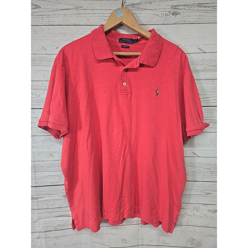 Polo Ralph Lauren Classic Fit Salmon Pink Short Sleeve Polo Men's Large Cotton